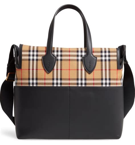 burberry kingswood diaper bag|Burberry Kingswood Vintage Check & Leather Diaper Bag.